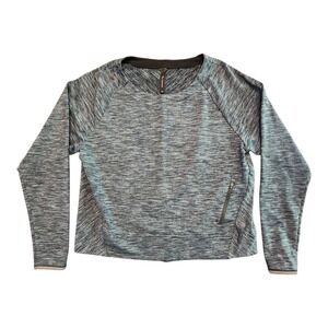 MPG Sport Long Sleeve Pullover Top Women's Medium Blue Heather Activewear Pocket